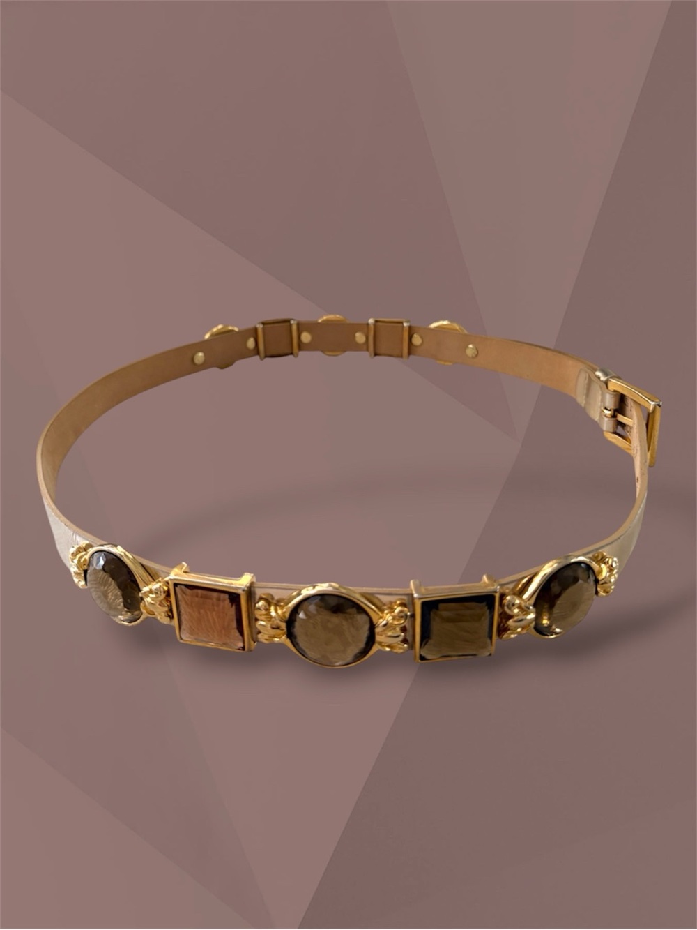 VTG Saks 5th Avenue Gold Metallic Gold Tone Jewel Embellished Belt Size M